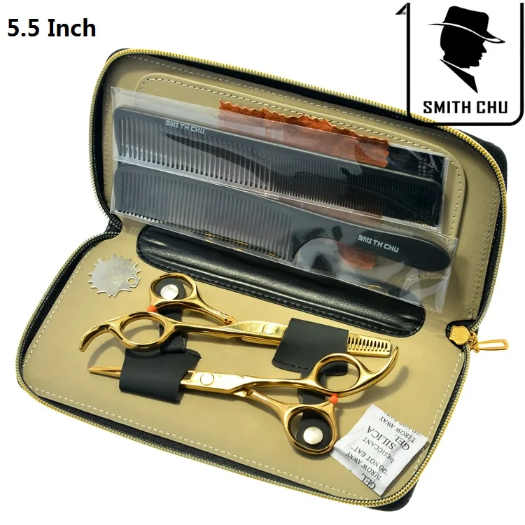 Smith Chu 5," ножницы для волос для парикмахерских салонов парикмахерские резка и истончение подходящие ножницы сакура шаблон машинка для стрижки волос LZS0101 - Цвет: LZS0050 55 with bag