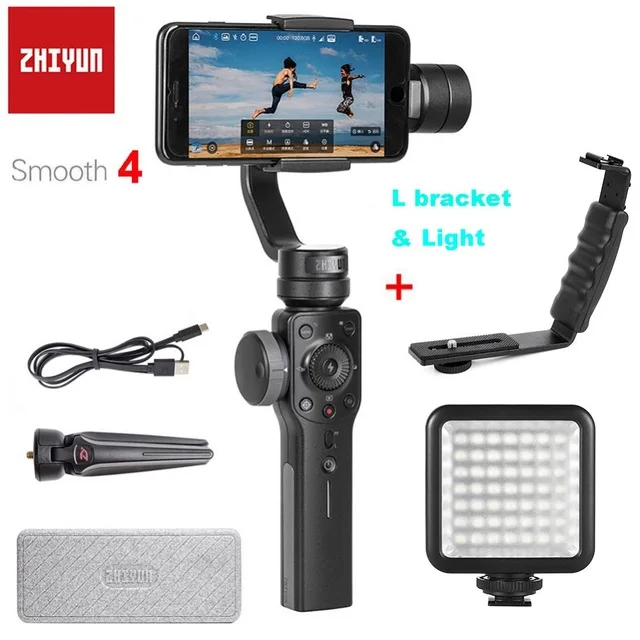 Smooth4 Package4 Zhiyun Smooth 4 3-осевой Ручной Стабилизатор на шарнирном замке для смартфона для iPhone XS XR X 8 плюс 8 7P 7 6S samsung S9 S8 S7 и экшн Камера - Цвет: Smooth4 Package4