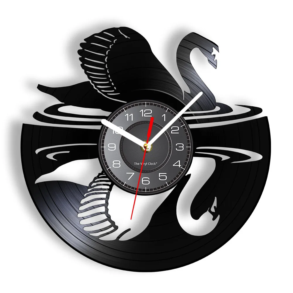 

Swan Goose Shadow Art Wall Clock Made Out Of Vinyl Record Laser Etched Longplay Vinyl Album Record Animal Home Decor Wall Watch