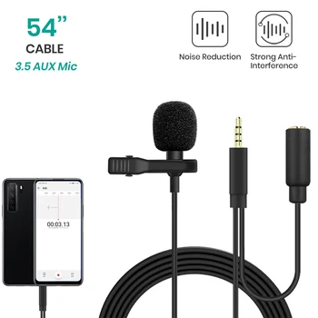 

Lavalier Lapel Microphone 2in1 with Earphone Jack Professional Clip-On with Omnidirectional Condenser Mic and Monitoring Input