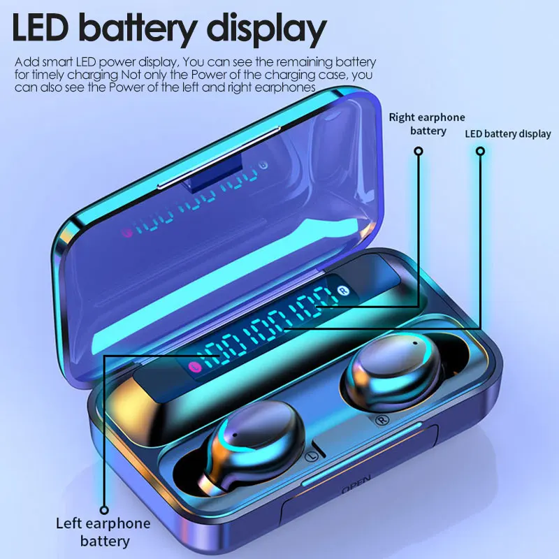 TWS Bluetooth 5 0 Eaphones With Charging Case Wireless Earphone IPX7 Waterproof Earbuds Sport 9D Stereo Touch Control