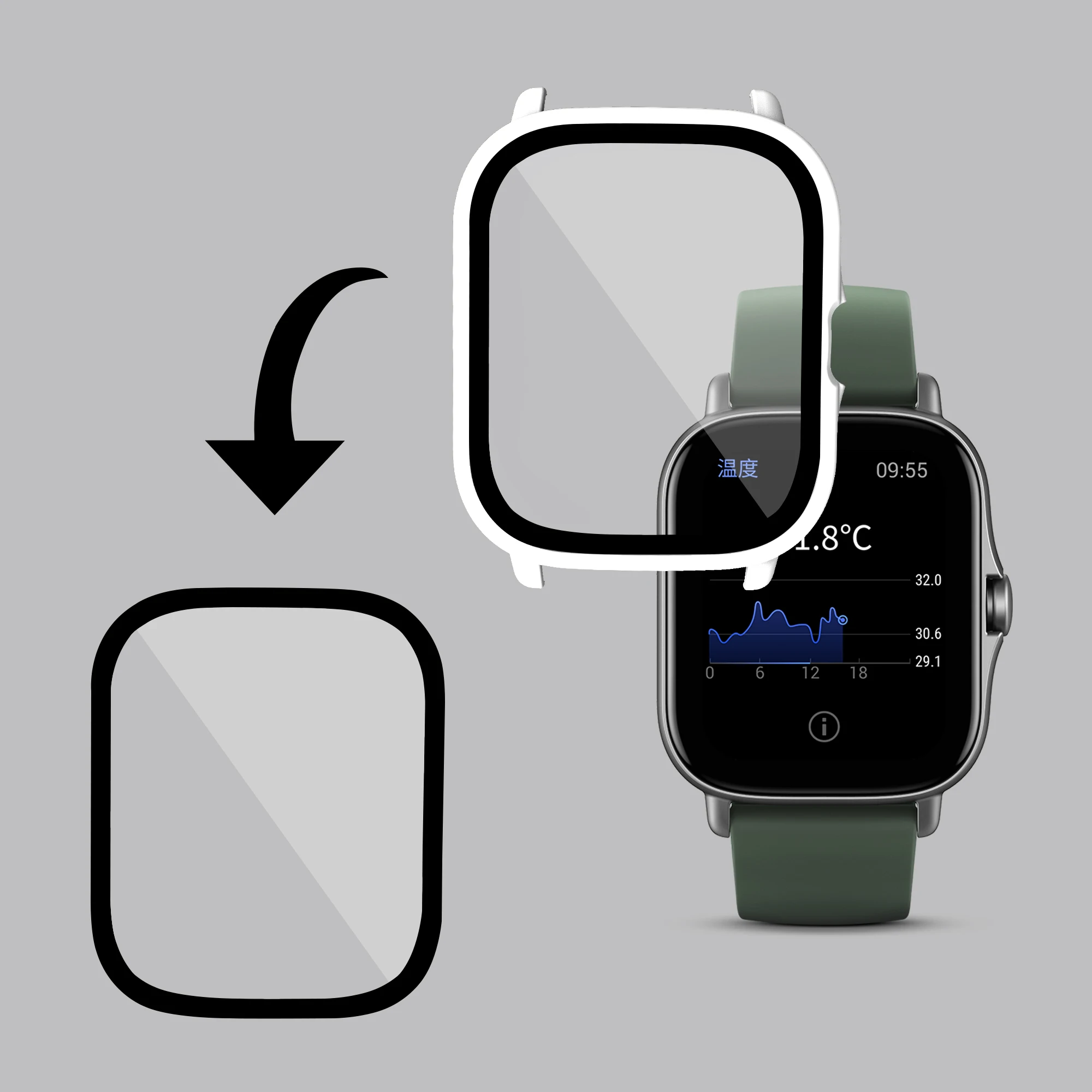 Amazfit GTS 2/2e GTS2e 스포츠 시계 GTS2 보호 범퍼 커버 용 하드 에지 전체 화면 유리 보호 필름 케이스 쉘 프레임