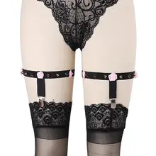 2 шт сексуальные Harajuku Лолита пастельные розовые цветы боди жгут настоящие заклепки Свадебные Ноги Подвязки Пояс бедра жгут чулок