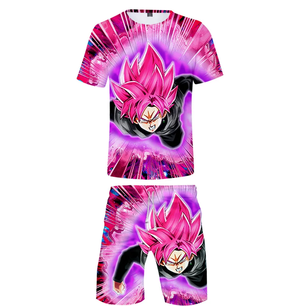 DRAGON BALL Z Harajuku 3D Повседневное крутая Мужская 2 комплекта летние популярные кепки в стиле "хип-хоп" Хай-стрит футболка, рубашка+ Комплекты с короткими штанами