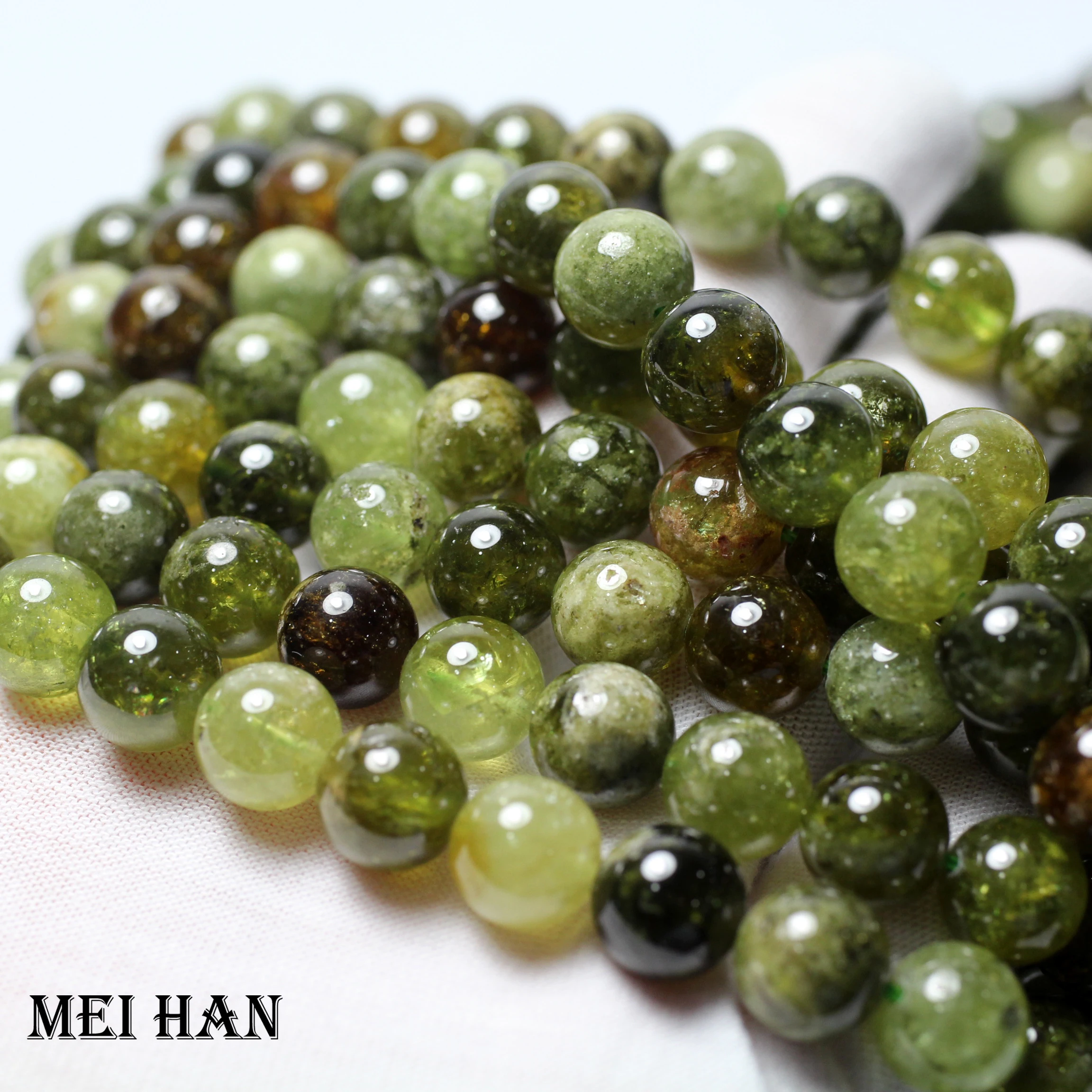 Meihan подлинный натуральный(approx38beads/set) 10 мм зеленый Гарнетт Гладкий Круглый камень бусины для изготовления ювелирных изделий DIY