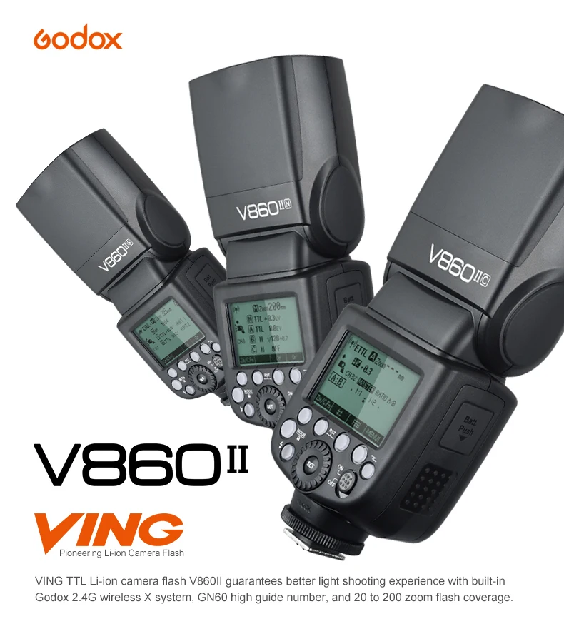 Godox V860II-S V860II-C 860II-N V860II-F V860II-O GN60 ttl HSS литий-ионный аккумулятор Батарея Вспышка Speedlite для sony цифровой зеркальной камеры Nikon Canon Olympus Fuji