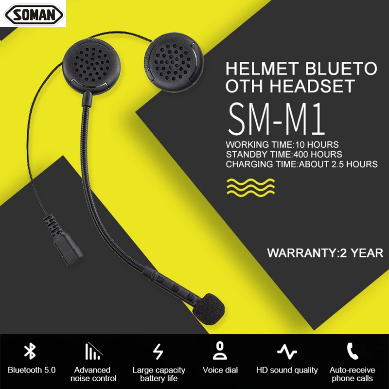 

Soman Bluetooth Motorcycle Helmet Headset Waterproof Wireless Earphones High Quality Sound Stereo Bluetooth Earphone for Helmet