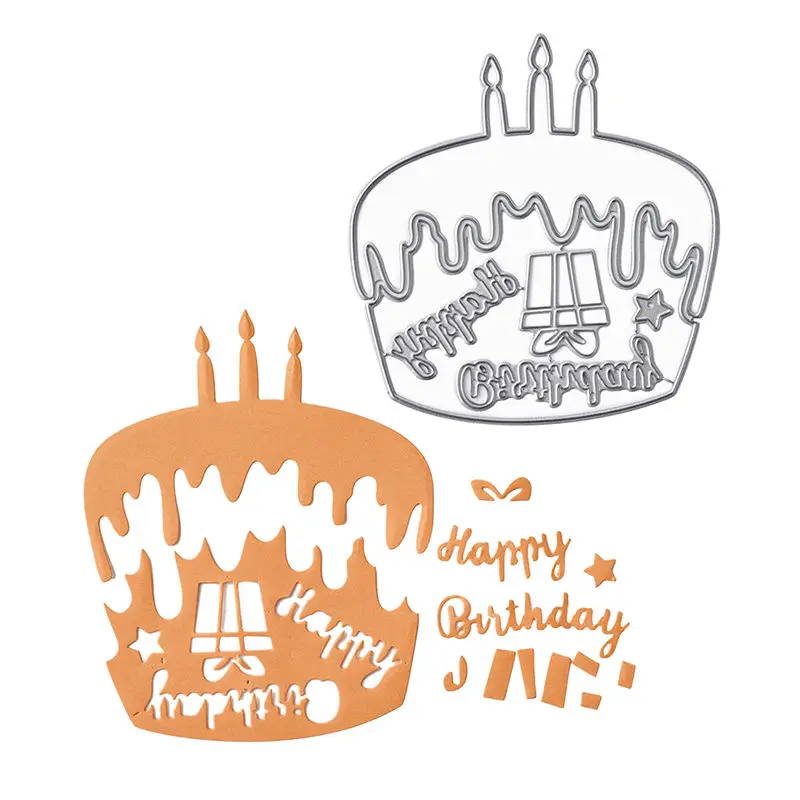 

YaMinSanNiO Happy Birthday Letter Metal Cutting Dies Cake Scrapbooking For Making Cards Decorative Embossing DIY Crafts Stencils