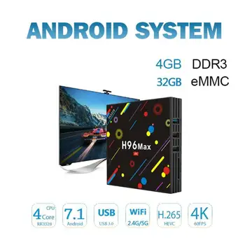 

4G+32/64G H96 MAX H2 Android 7.1 Smart TV Box Rockchip RK3328 Quad Core Suppot H.265 UHD Buletooth 4K 5G WiFi Set Top Box(EU)