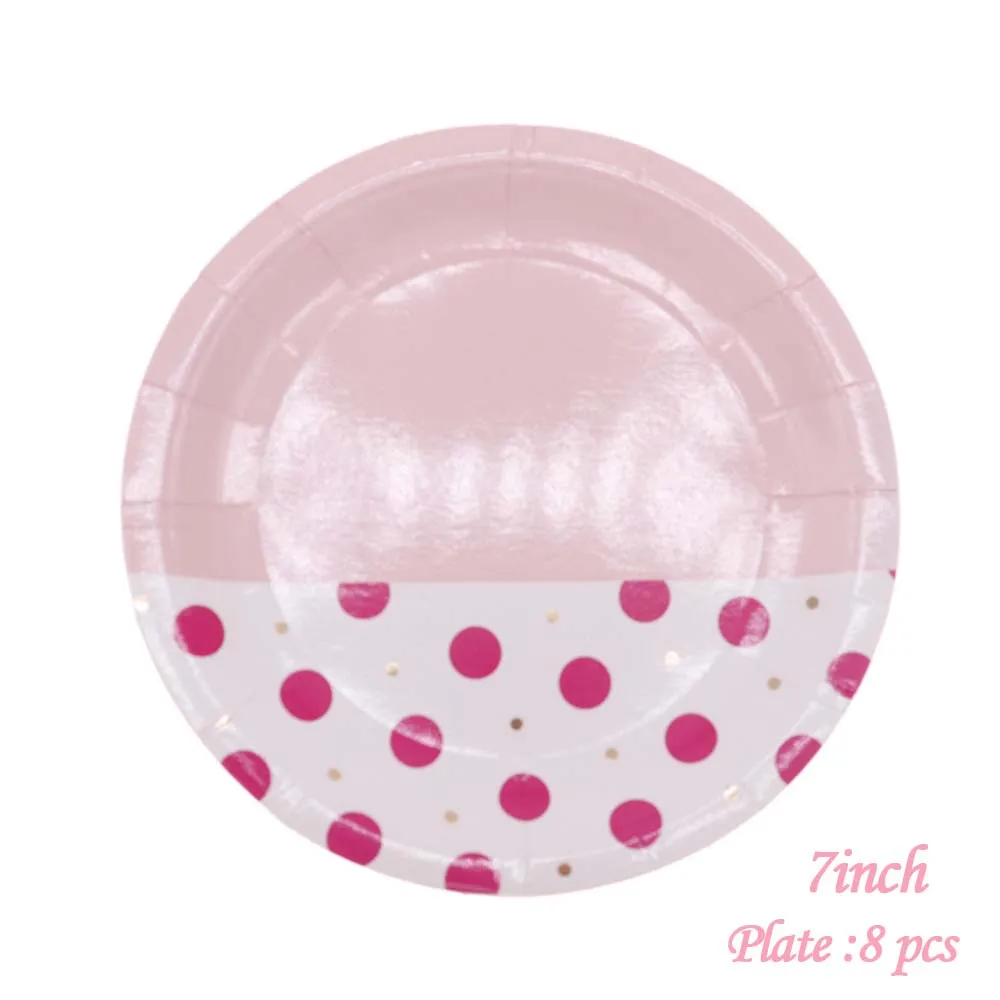 Party bronzing paper plate disposable disc 7 inch birthday party wedding Christmas cake snack dish paper cup