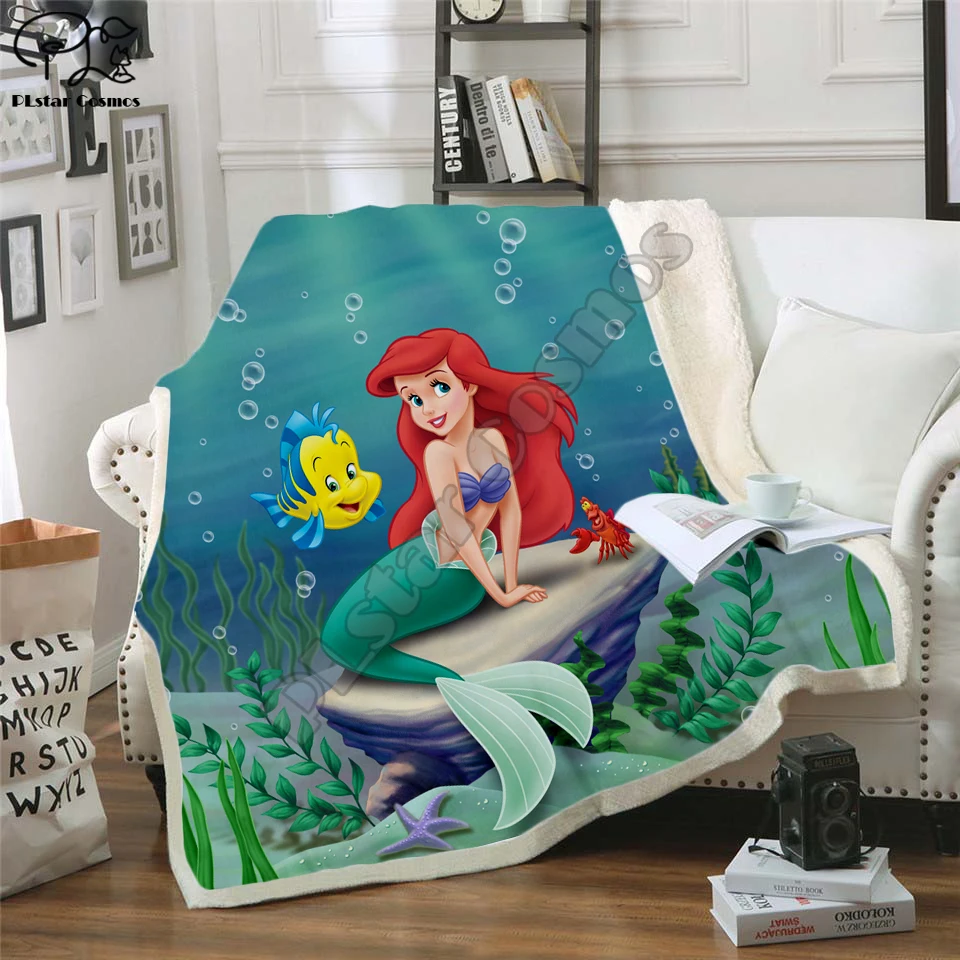 

Plstar Cosmos Cartoon Mermaid funny Fleece Blanket 3D print Sherpa Blanket on Bed Home Textiles Dreamlike style-1