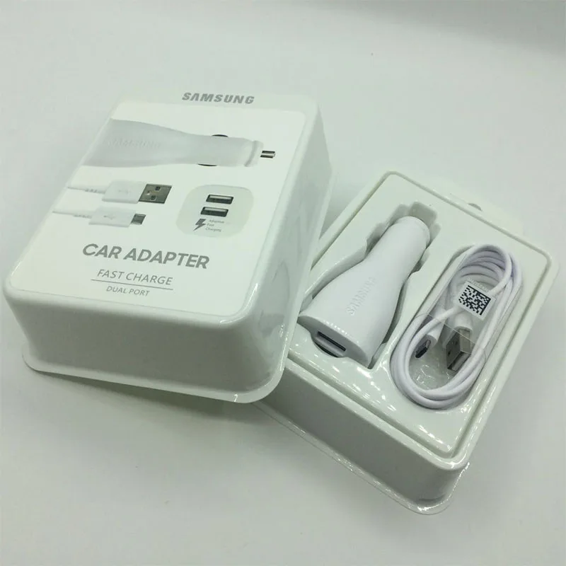 Автомобильное зарядное устройство для samsung Galaxy S6 S7 edge, двойной USB порт, автомобильное зарядное устройство, Micro usb кабель, быстрый адаптер для Galaxy A3 A5 A7 NOTE 5