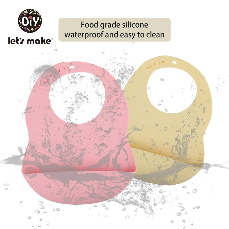 Let's Make Baby Bibs Silicone Waterproof 1PC Button Feeding Baby Stuff For Newborn Children's Things For Boy Bib With Pocket