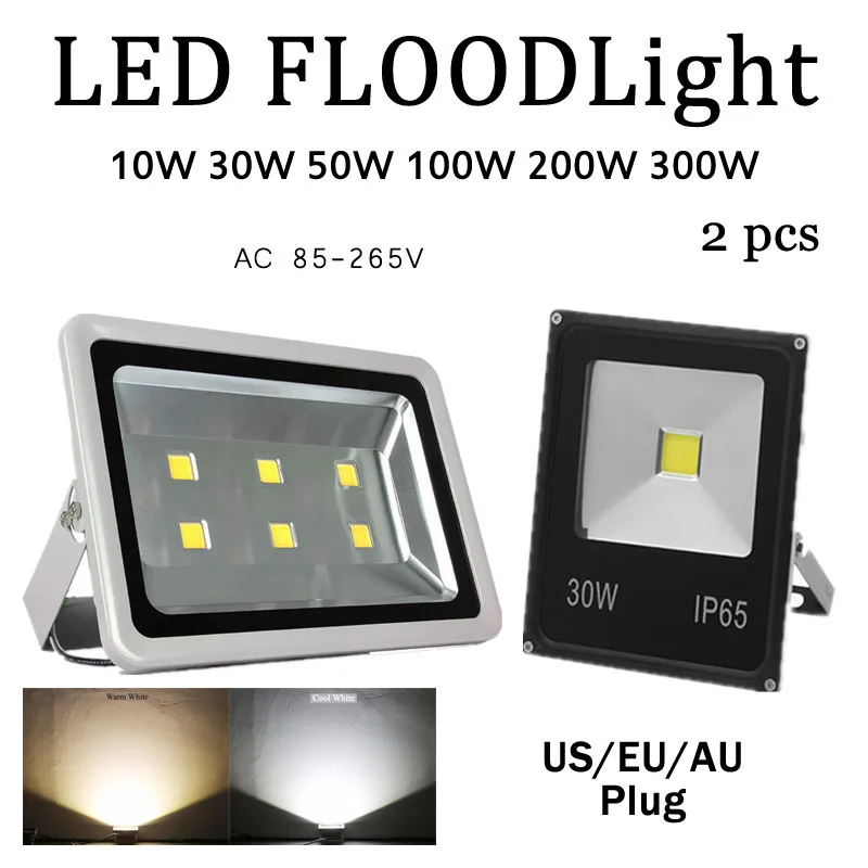 2х Светодиодный прожектор 10W30W50W200W300W AC 110/220V парк высокое освещение водонепроницаемый IP65 двор наружная лампа