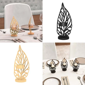 

Birthday Romantic Party Table Leaf Shape Living Room Gift Holiday Candle Holder Home Decor Multipurpose Iron Art Elegant Wedding
