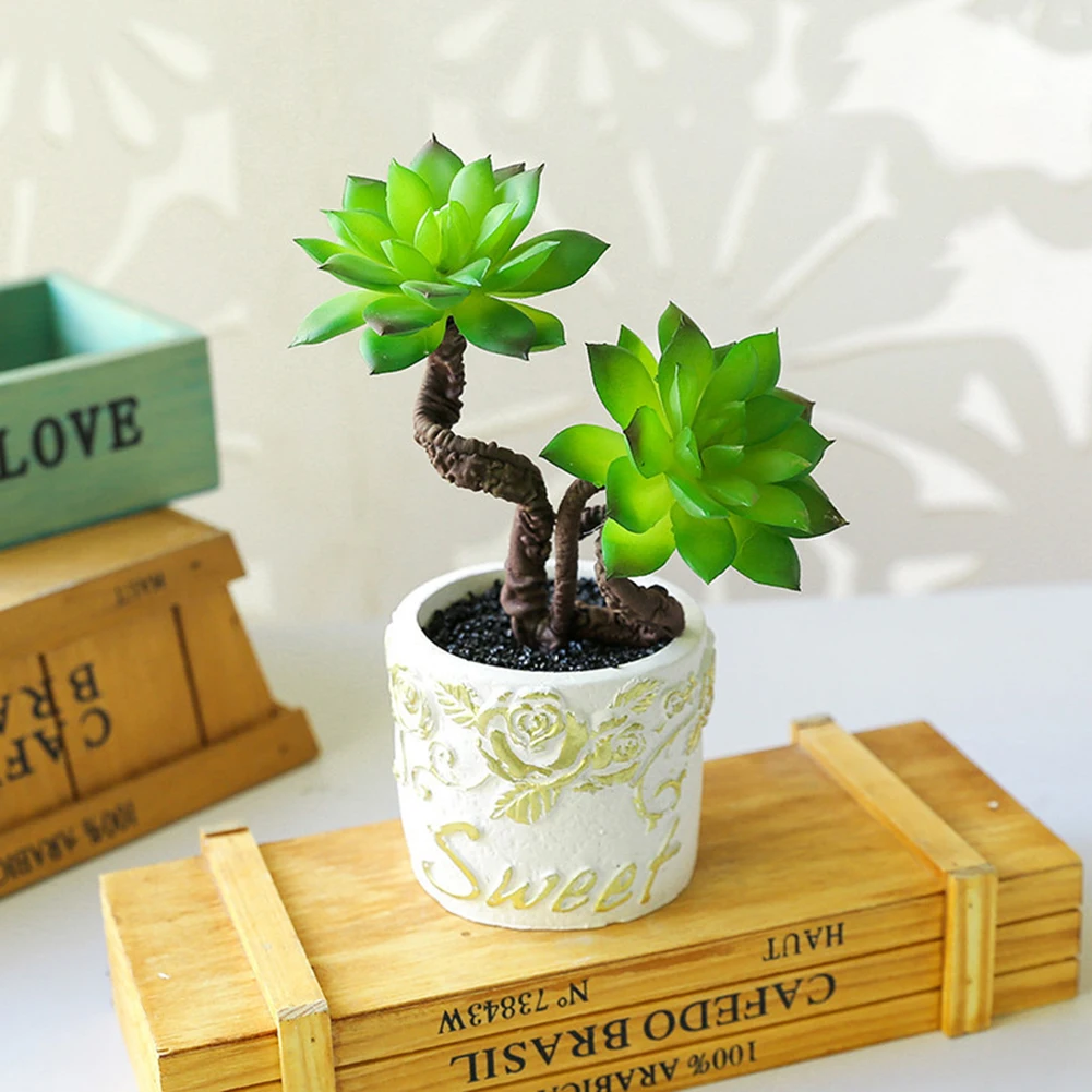 Горячее искусственное суккулентное растение цементный горшок бонсай DIY Декор мебели для дома и офиса