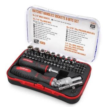 

Hi-Spec 61pc Repair Tool Kit Ratchet Socket Screwdriver Set Household Precision Screwdriver Set for Home Electronic