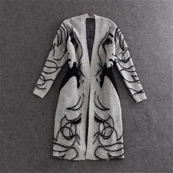 

Artguy Knitted Long Sweater Trench Coat Women Autumn Winter Oversize Cardigan Long Sleeve Female Jumper Cardigan Knitwear Coat