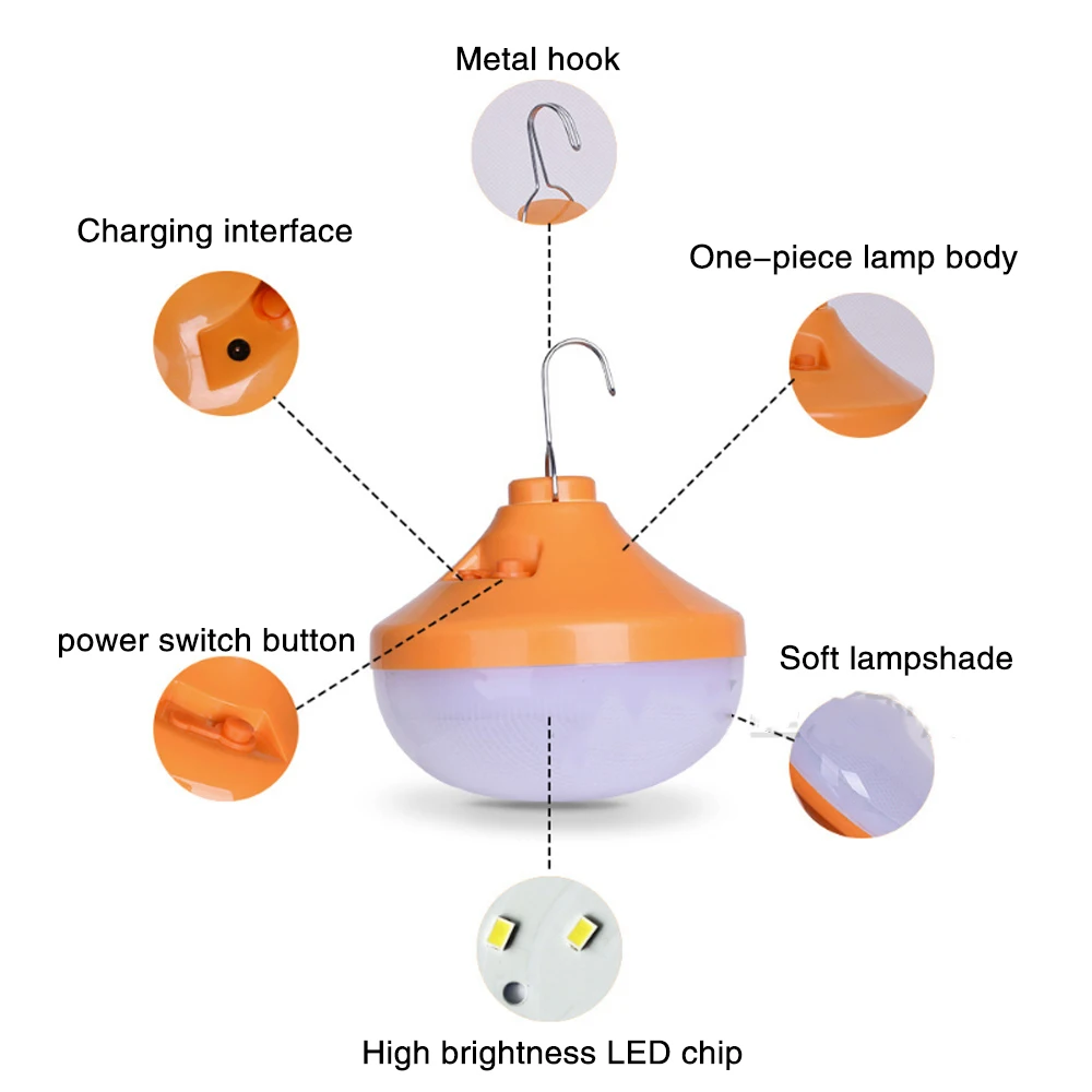 Bulb LED Light Camping Bulb Rechargeable Super Bright Portable Waterproof Low Power Consumption Long Lifespan Outdoor