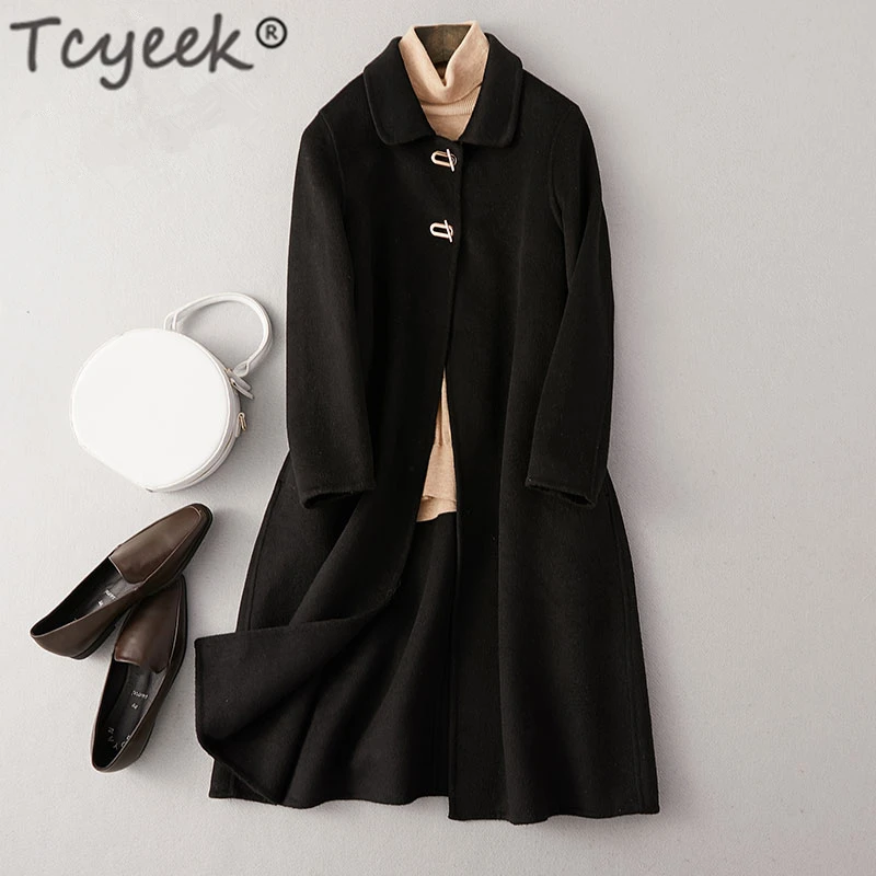 Tcyeek зимнее пальто женское элегантное 90% шерстяное пальто женская осенняя одежда корейская кашемировая длинная куртка верхняя одежда из альпаки 1910019