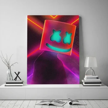 

Marshmello face mask neon Canvas poster Painting wall Art decor Living room Bedroom Study Home Decoration Prints