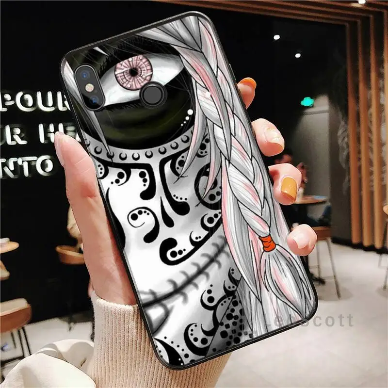 Mexican Skull Girl tattooed Phone Case For Xiaomi Redmi note 4 4X 8T 9 9s 10 K20 K30 cc9 9t pro lite max 