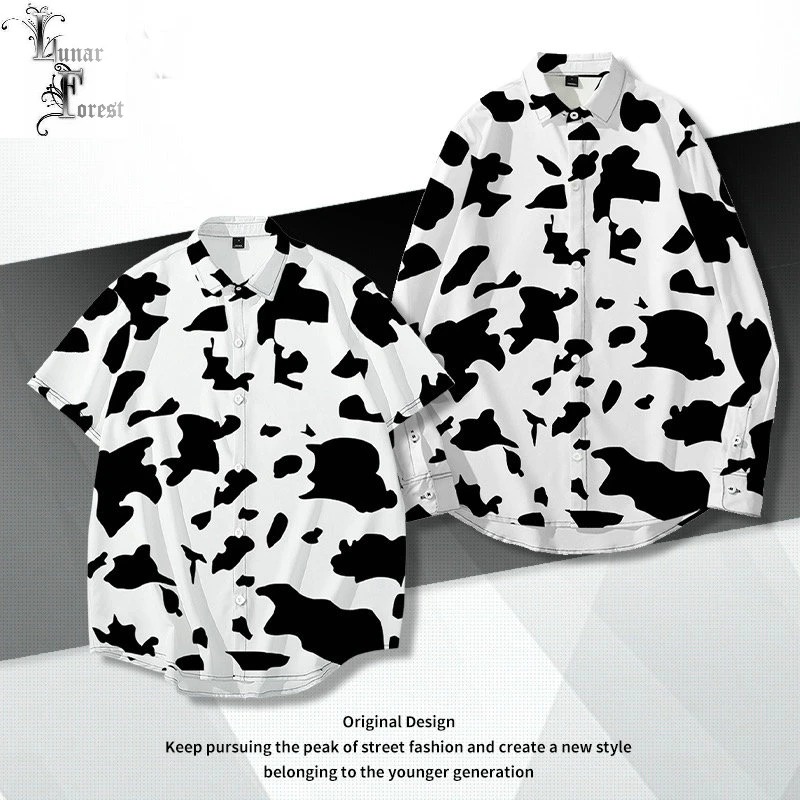 Camisa Unisex con estampado 3D de punto de vaca, informal, holgada, con botones, Pop Star, ropa de calle de gran tamaño
