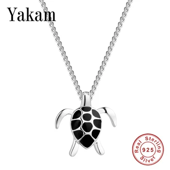 

Cute Black Enamel Tortoise Glaze Lovely Turtle Dangle Pendant 925 Sterling Silver Chain Choker 2020 Necklace Women Jewelry Kyole