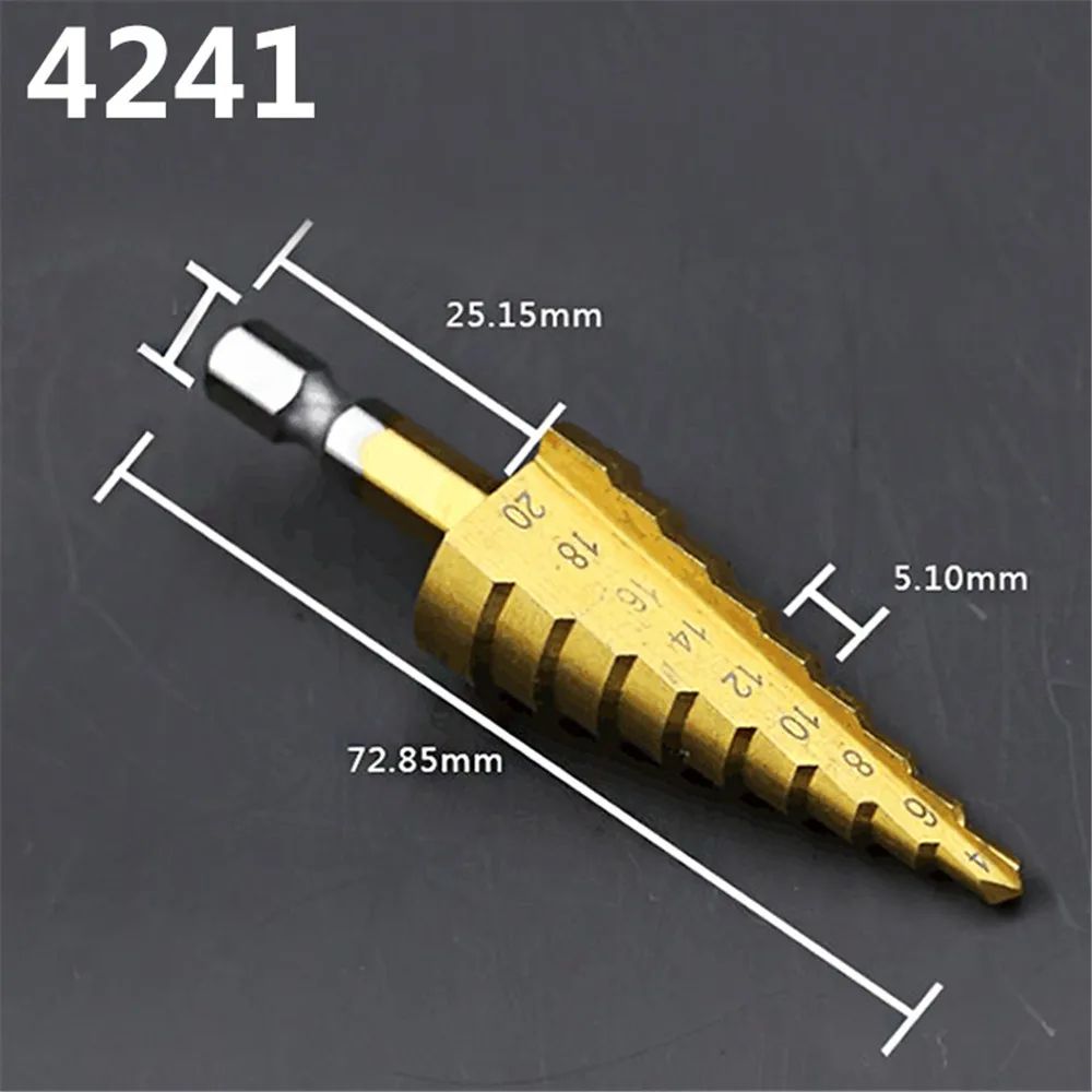 Step Drill Bit 32MM Metal Drills Spade Bit Staggered Step Drizzle Drill Stepped Metal Drill Bits HSS Titanium Coated Wood Tools