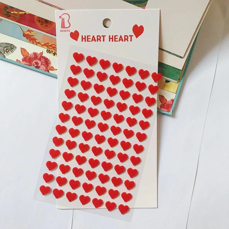 8 Sheets Love Heart Stickers Heart Shape Decorative Sticker For