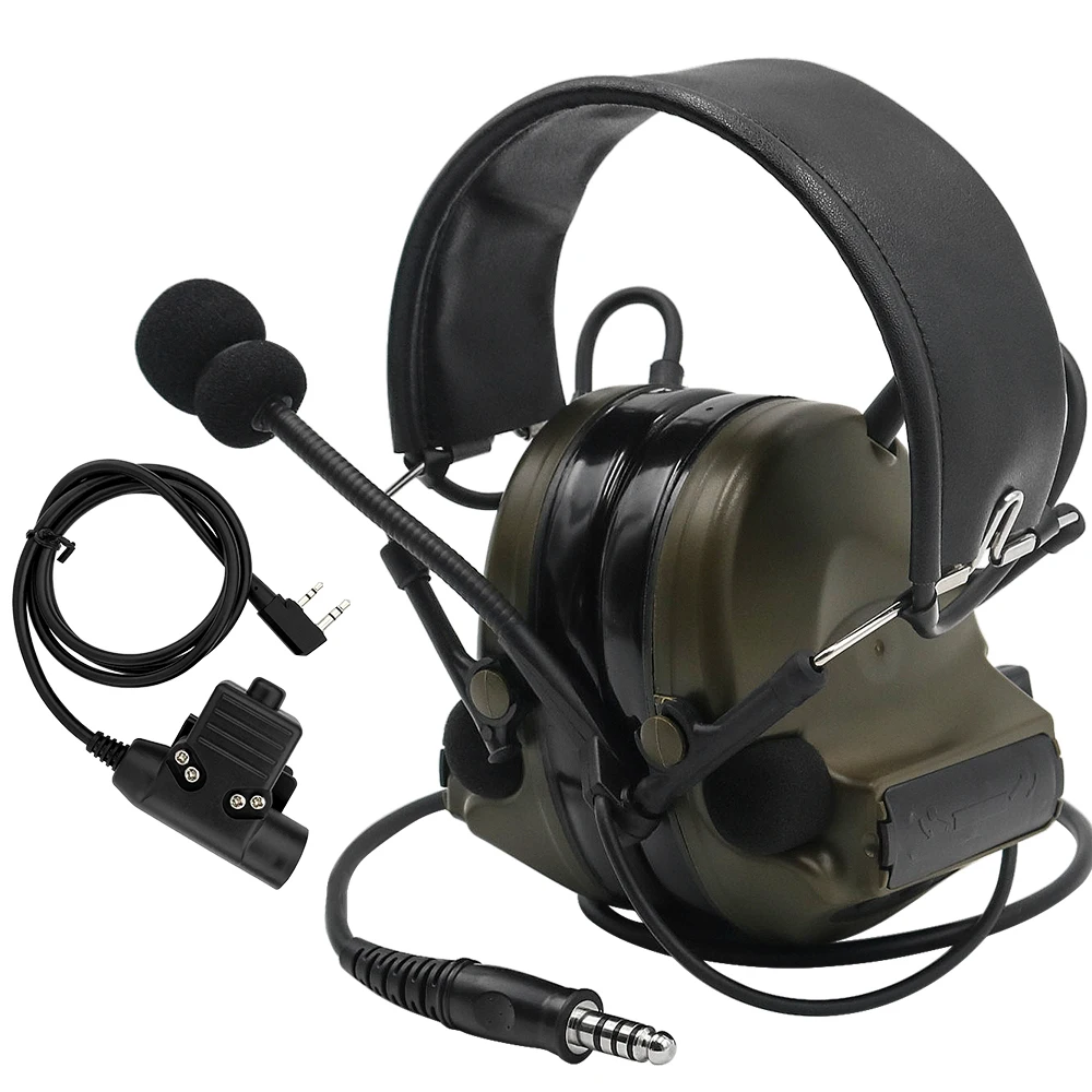 Noise Reduction Headset Tactical Earmuff Mic Kit Electronic Airsoft Headset COMTA II Tactical Headset Military Airsoft Noise Reduction Pickup Hearing Protection Headphone FG