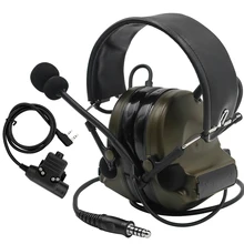 Fone de ouvido eletrônico airsoft comtac ii, headset tático militar, com redução de ruído, captador, proteção auditiva fg