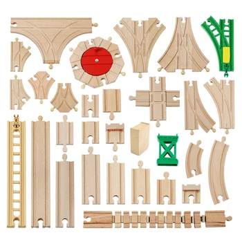 New All Kinds Wooden Track Parts Beech Wooden Railway Train Track Accessories Fit with All Brands Wood Tracks Toys for Kids 1