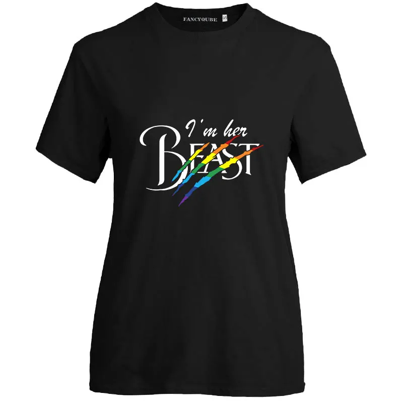 Футболка с надписью I'm Her Beast &amp Beauty черная футболка принтом Gay Pride для пары