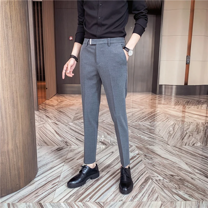 Men Clothing Trousers Business Casual Formal-Pants Slim-Fit Office New Korean 36-29 Straight