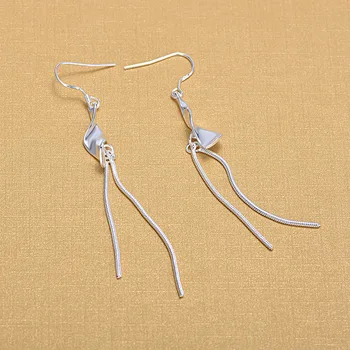 

Long Style Women Tassel Earrings 925 Sterling Silver Exaggerated Twist Drop Earrings