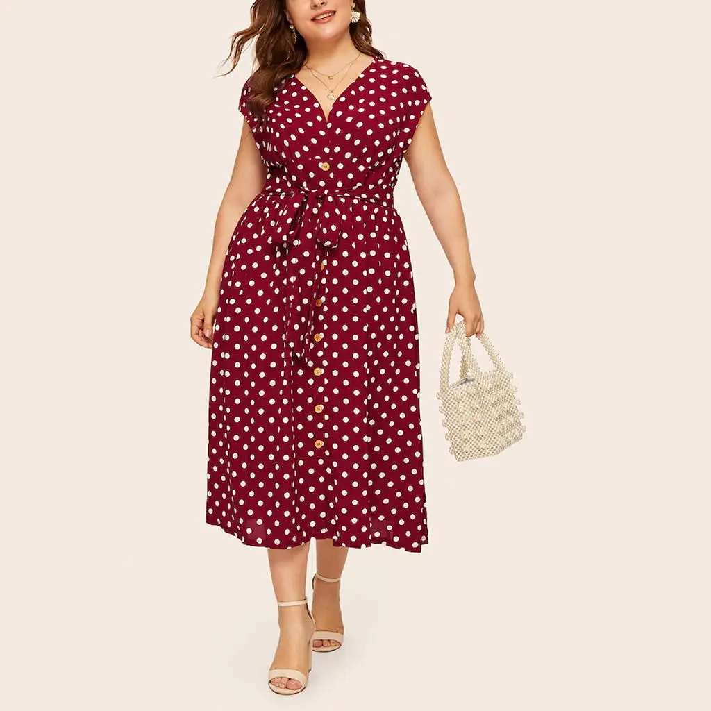 Gaun Boho Kasual Kerah V Wanita Gaun 