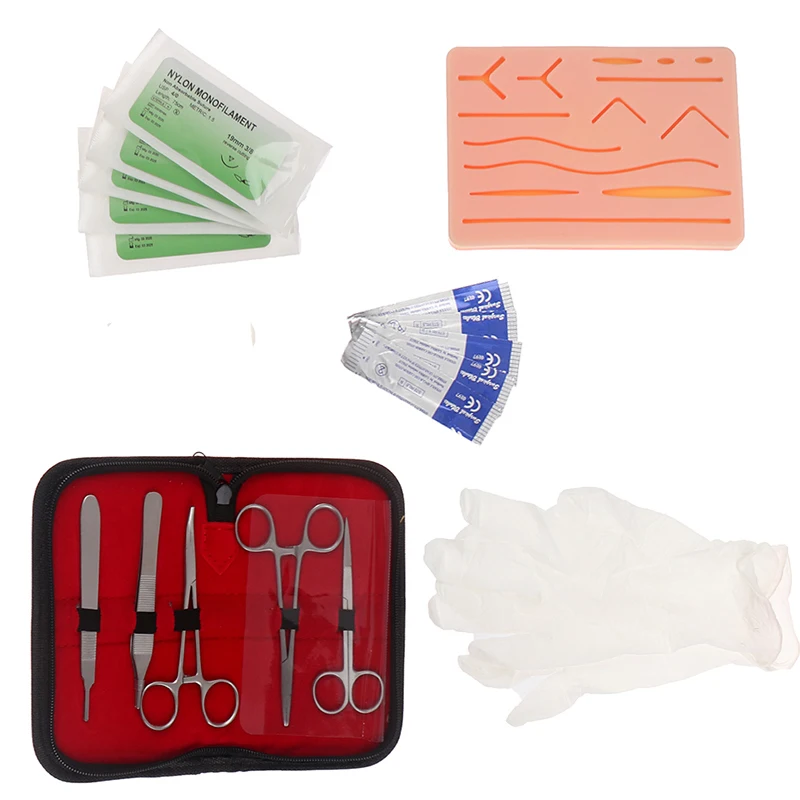 

Surgical Suture Training Kit Skin Operate Suture Practice Model Training Pad Needle Scissors Tool Kit Teaching Equipment