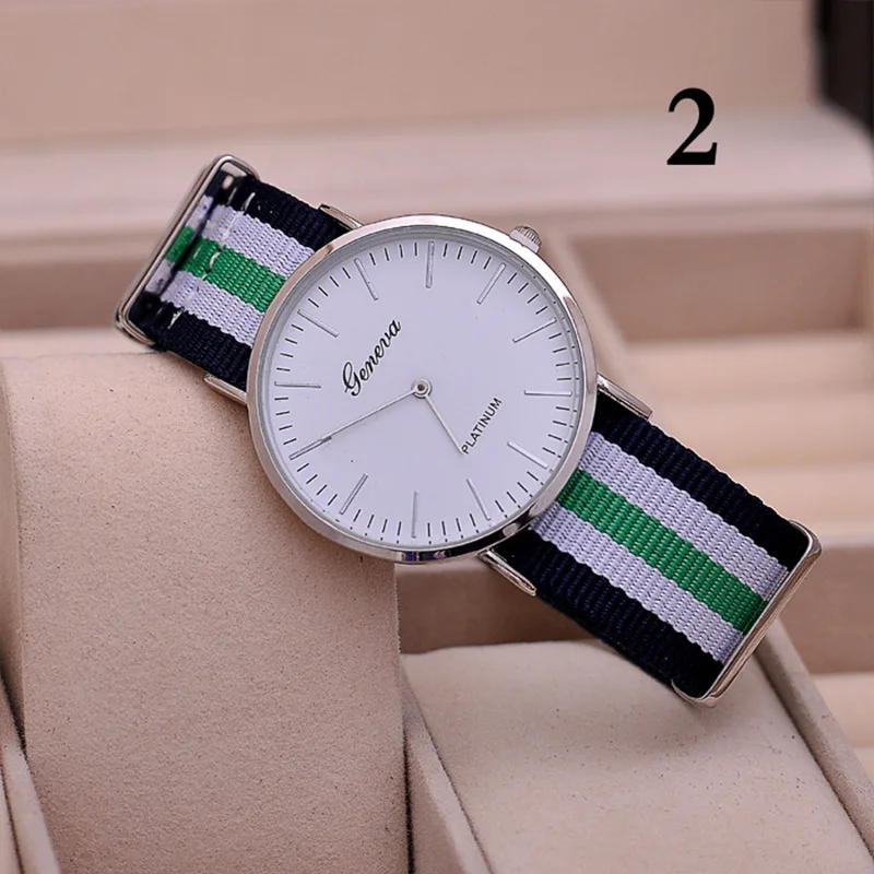 

Fashion Nylon Tape Ultra-Thin Men Stripes Watch Geneva Simple Measuring Dial