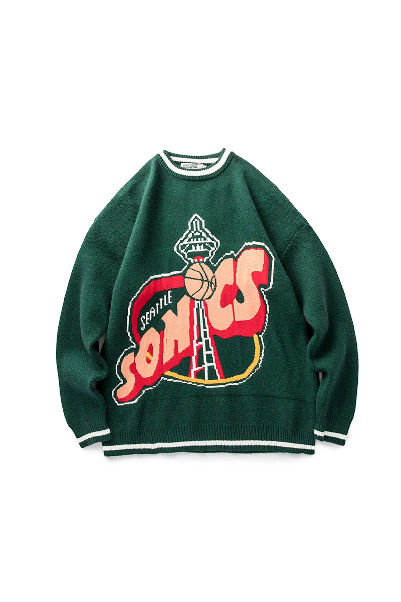 2024 autumn and winter new American college style striped round neck pullover retro sweater 6