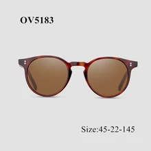 Oliver marka O'Malley wysokiej jakości Vintage okulary przeciwsłoneczne dla kobiet okulary Polaroid okrągłe modne żółte okulary OV5183