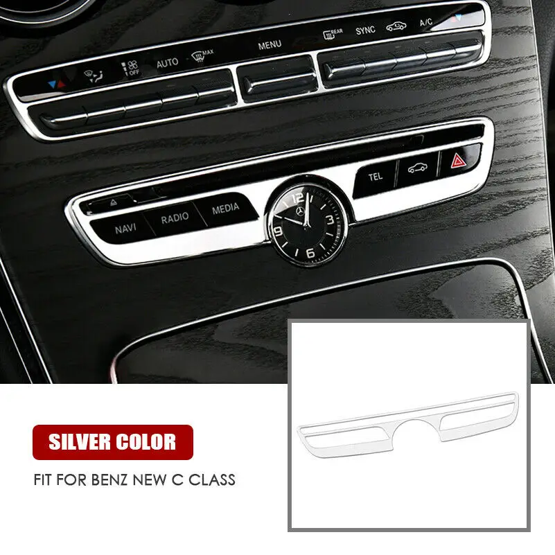 New C Class Silver Центральный контроль кондиционер кнопка Декор наклейка Рамка для Benz C Класс GLC - Название цвета: New C Class Silver