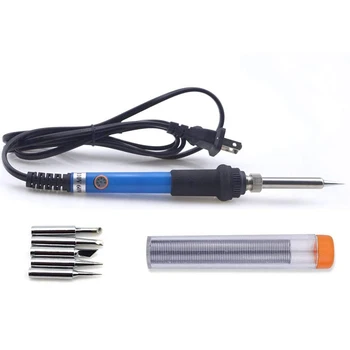 

Soldering Iron Set 60 W Adjustable Temperature Soldering Tape Soldering Iron Tip and Tin Wire US Plug