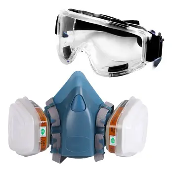 

NEW Respirator Gas Mask Safety Chemical Anti-Dust Filter Military Eye Goggle Set Workplace Safety Protection 2020