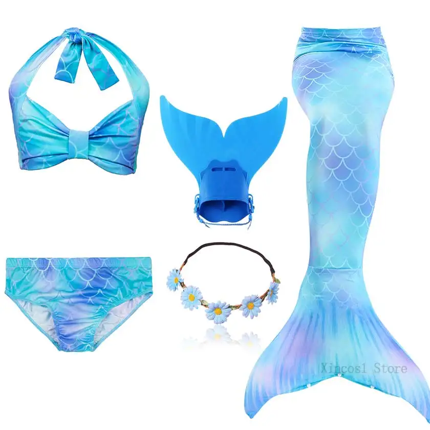 New Arrival Mermaid Tails with Garland or with Monofin Flipper Bathing Suit for Swimming Swimsuit Ariel Mermaid Cosplay Costume