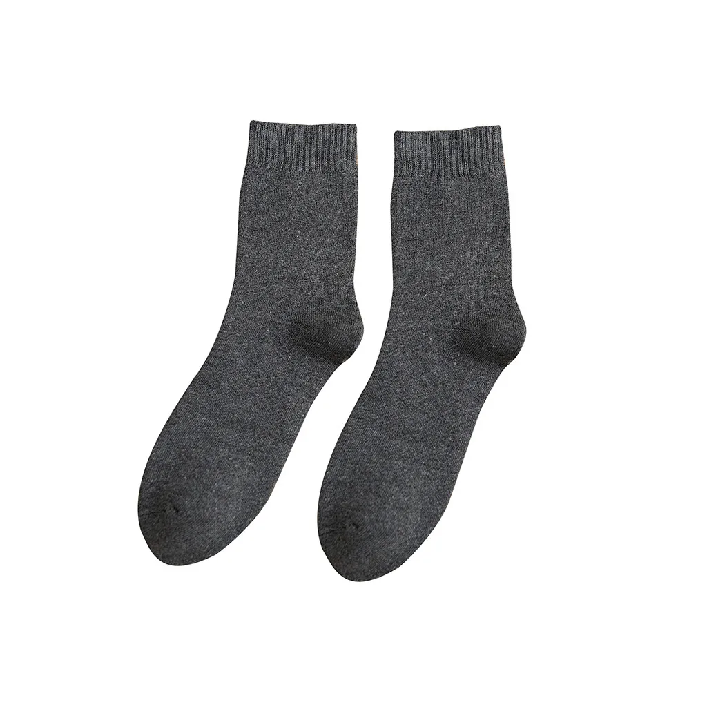 Dark Gray 5 пар мужских Хлопковых Носков средней длины, однотонные мужские теплые махровые носки - Цвет: Dark Gray