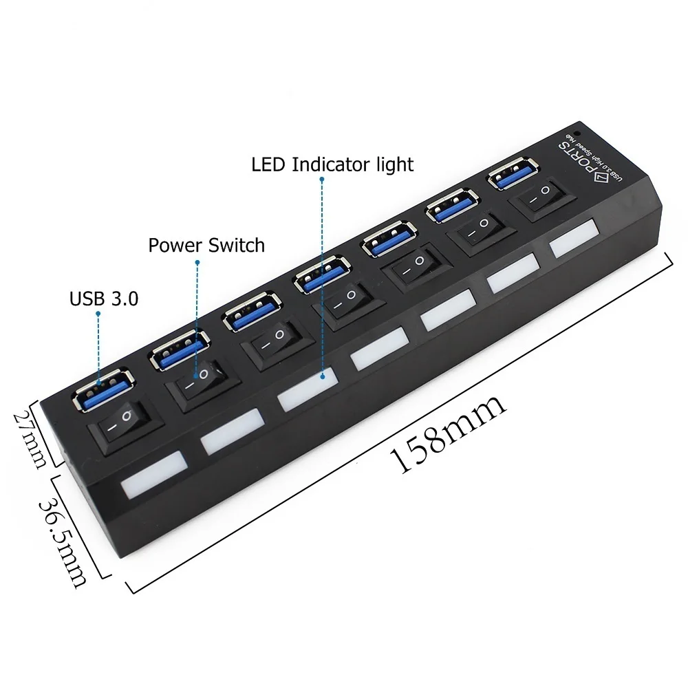 Usb хаб 3 0 высокоскоростной концентратор адаптер Мульти USB разветвитель 7 портов