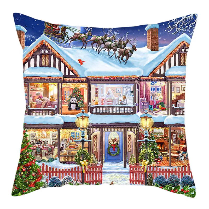 Fuwatacchi Рождественская Подушка с Санта Клаусом, чехол с белкой, оленем, наволочка с животными для домашнего дивана, украшения, полиэфирные подушки, чехол - Цвет: PC13138