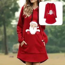 

Terrific Lady Sweatshirt Long Sleeve Festive Loose Hem Christmas Hoodie Spring Sweatshirt Women Hoodie