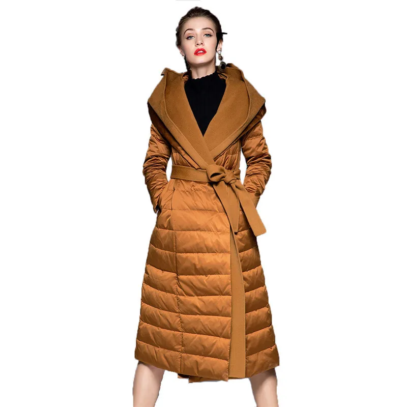

loose parka women S-2XL plus size Black orange jacket winter new korean long sleeve hooded slim pius thick warmth clothing LR436